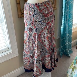 Theory long paisley print long skirt